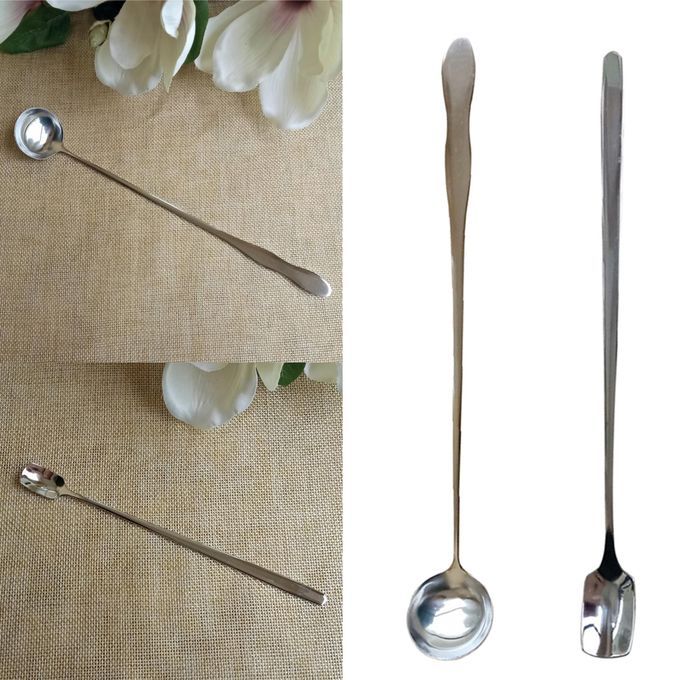 2x Stainless Steel Long Handle Candle  Mixing Stirring Spoons
