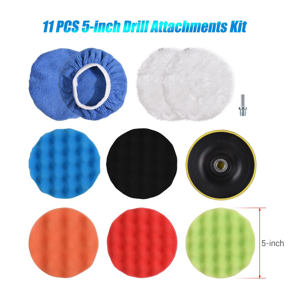 11 PCS 5-inch Car Polishing Pad Kit Foaming Buffing Waxing