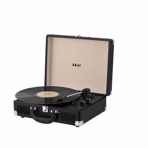 Bluetooth Rechargeable Turntable and Case With and Inbuilt Speaker - Black - A60011N