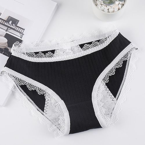 Leak Proof Menstrual Panties Physiological Pants Sexy Women Underwear Period Cotton Waterproof Briefs Lady Lingerie 1 Piece(#Black)