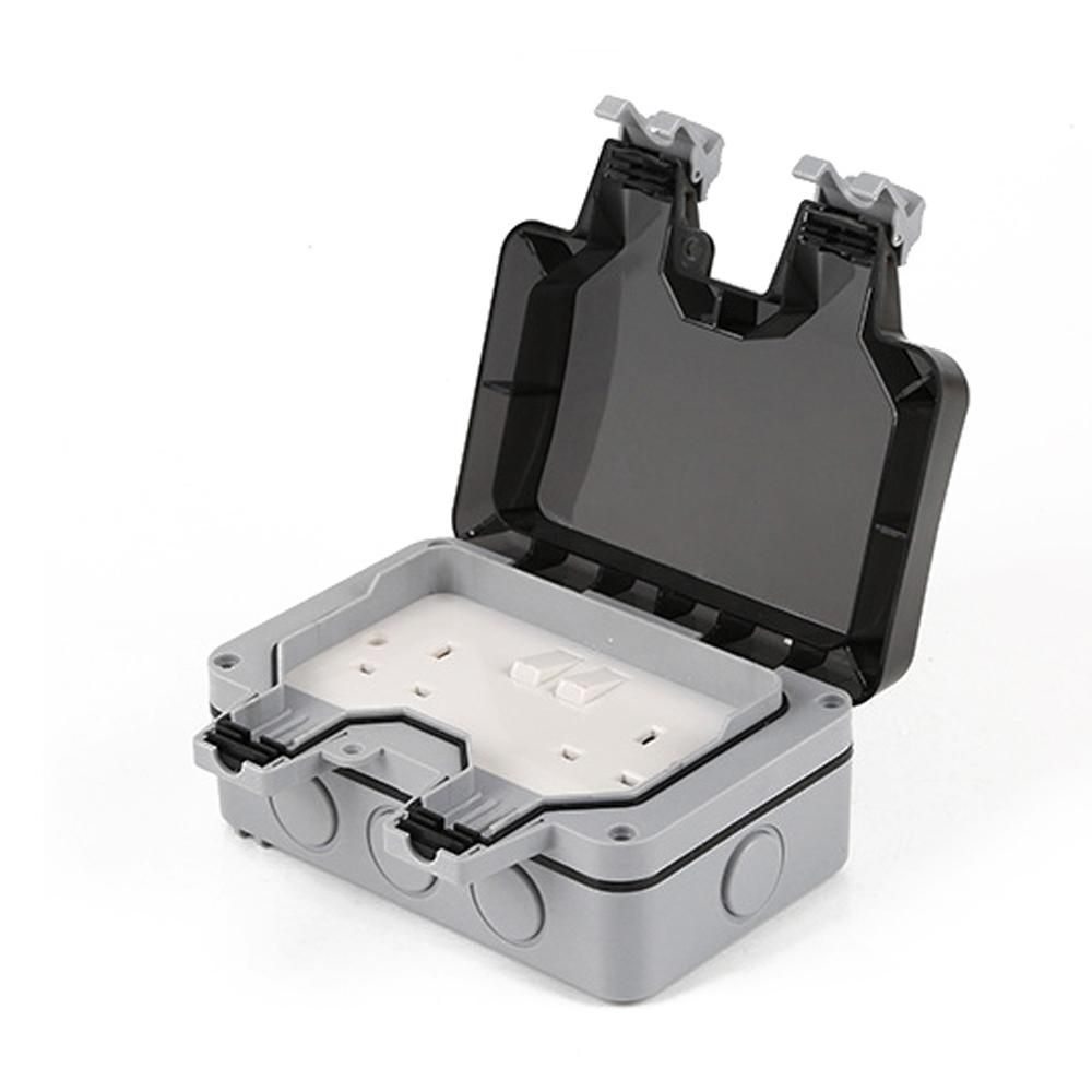 IP66 Weatherproof Waterproof Outdoor Wall Power Socket 16A Double Electrical Sockets Grounded AC 110-220V