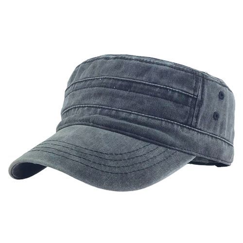 Baseball Cap Flat Top Washed Spring Summer Vintage-Black