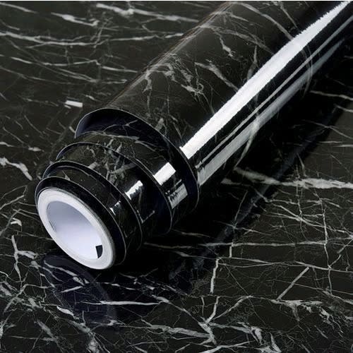 Self-adhesive Marble Wall Stickers - 2 Rolls - 60cm By 3m - Black