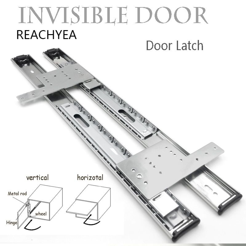 1 Set Thicken Side Loading Push & Pull Cabinet Rail Hidden Door Looping Collapsible Door Hinges Wood Furniture Hardware
