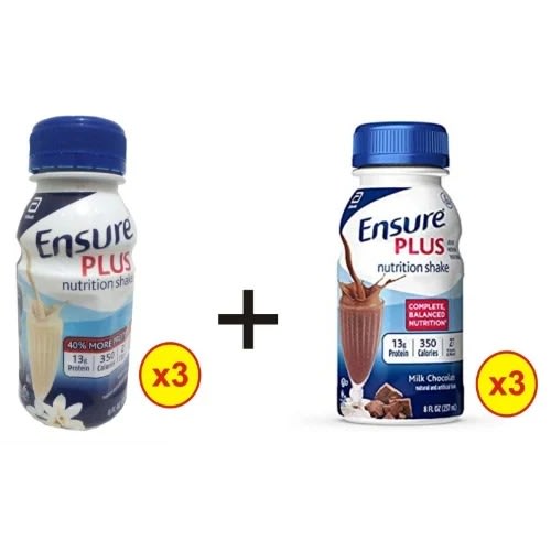 Plus Drink - Vanilla + Chocolate Flavour - 237ml - 3 Bottles Each