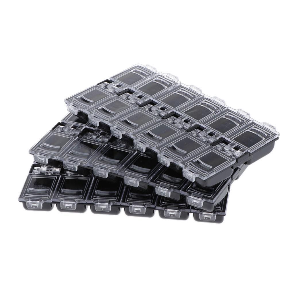 3x 12 Slot Plastic  Storage Crafts Organizer Container W/ Lid Black