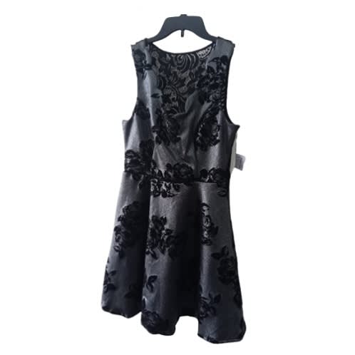 Velvet Dress - Black & Dark Gray Lace Back