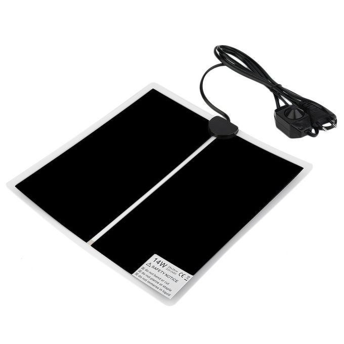IR 14W Adjustable Temperature Heating Pad For Reptile Amphibian Pet 28x28 Black