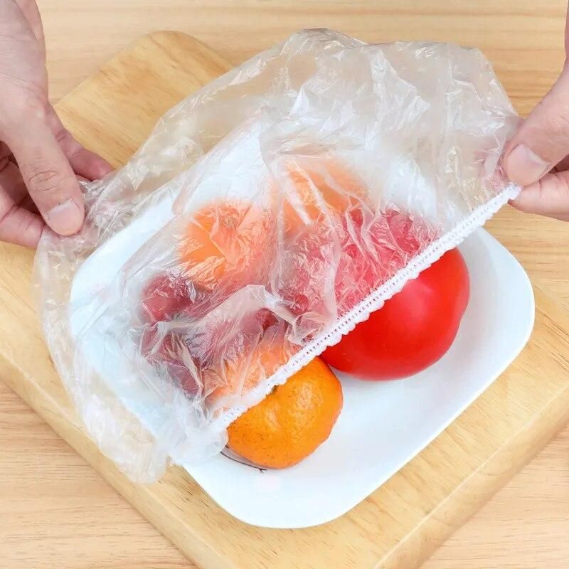 100pcs Disposable Fresh Cover Kithchen Refrigerator Food Anti-string Flavor Cling Film Cover Fruit Food Food Dust Meal Cover Bag