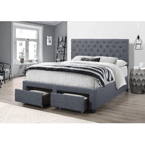 Seward  Panel Bed With Storage - Grey - Queen