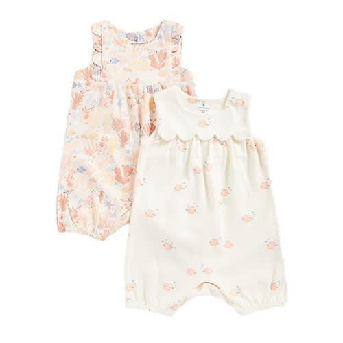 Baby Girl Seashell Cove Scallop Romper - 2 Pack