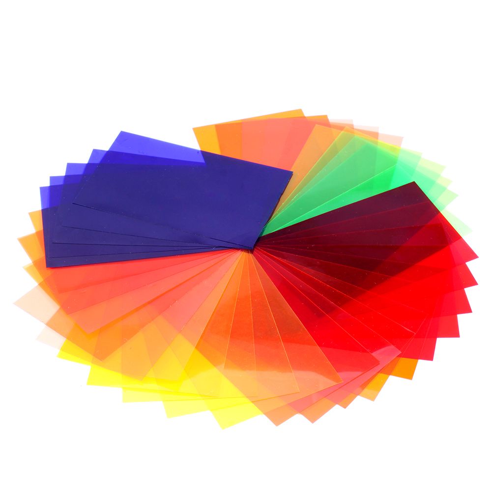 Universal Photography Speedlite Flash 1.85" X 3.03"/47 X 77 Mm 35PCS Square Full Color Balance Filter Kit With Magic Strap For Canon Nikon Sony Pentax Olympus And Other Flashes