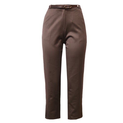 Women's Luxury 3/4 Corporate Straight Trouser -Brown