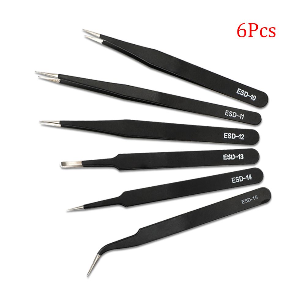 Tweezers For Soldering Eyebrow Professional Tweezers Set Eyelashes S Extension Stickers Soldering Antistatic-6Pcs