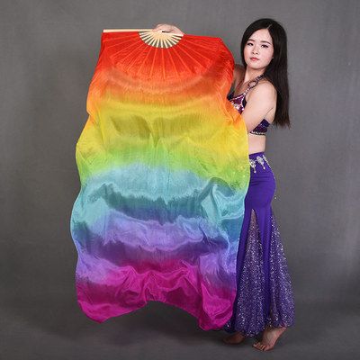 Abanicos Dance Color Fan Dance Hand Dancing Performance Fan Props Belly Gradient Silk Colorful De Elegant Mano Foldable