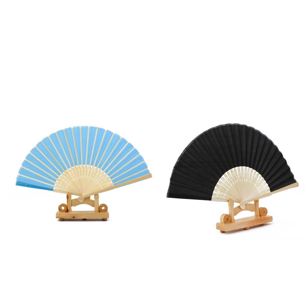Chinese Folding Bamboo Fan Retro Favors Blue &