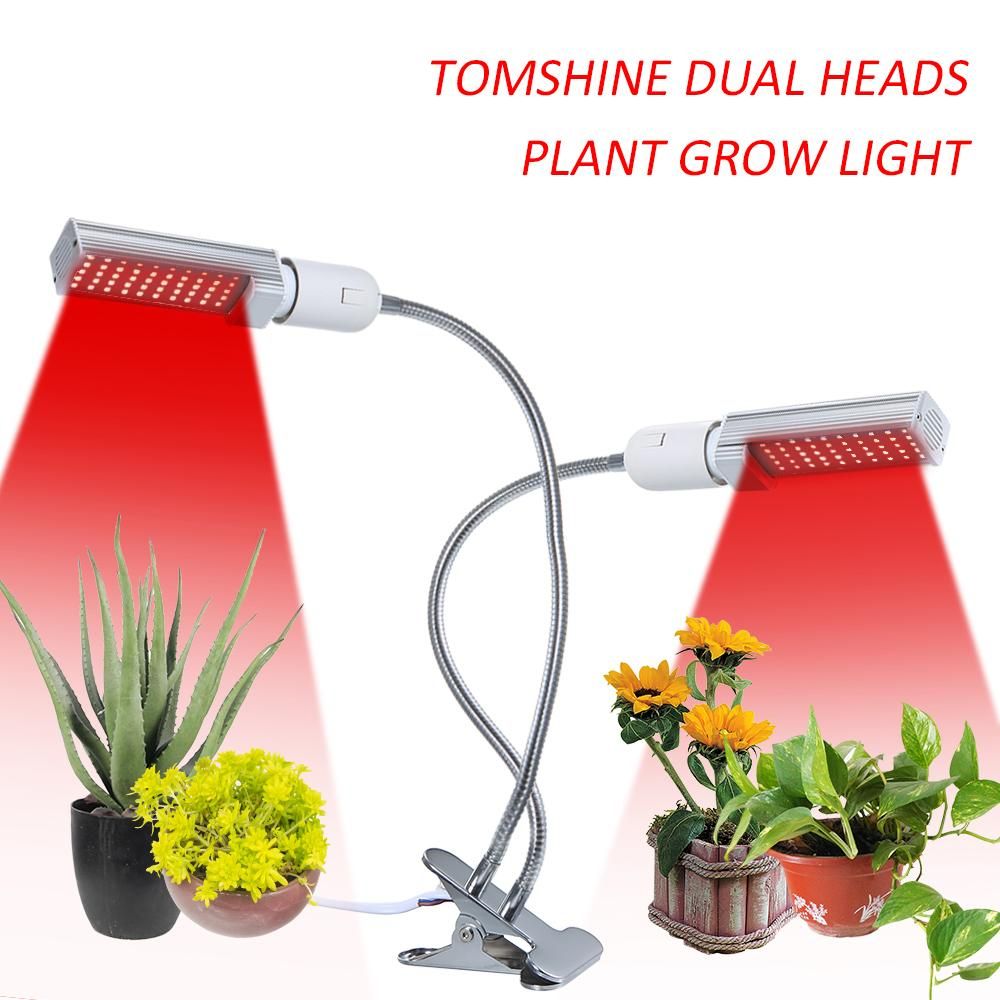 Tomshine 50W Grow Light Dual Heads 360&deg; Goosenecks Plant Light with Replaceable Bulb Bright 100 LEDs Sunlike Grow Lamp for Indoor Plants Growing