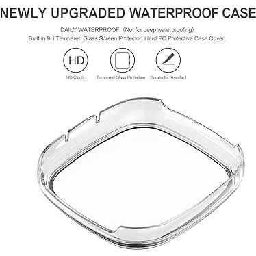Screen Protector With Hd Tempered Glass Case For Fitbit Sense  -Versa 3