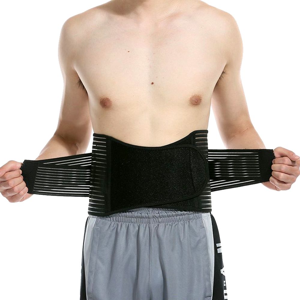 (Black)Breathable Lumbar Back Support Belt With Adjustable Dual Waist Straps For Sciatica, Her JIN