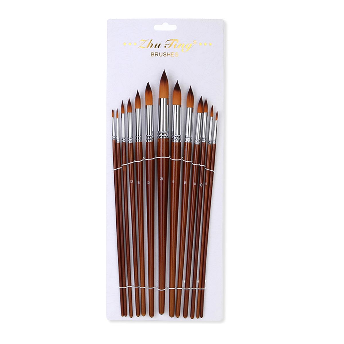 13pcs Professional Art Paint Brushes Set Long Wooden Handle