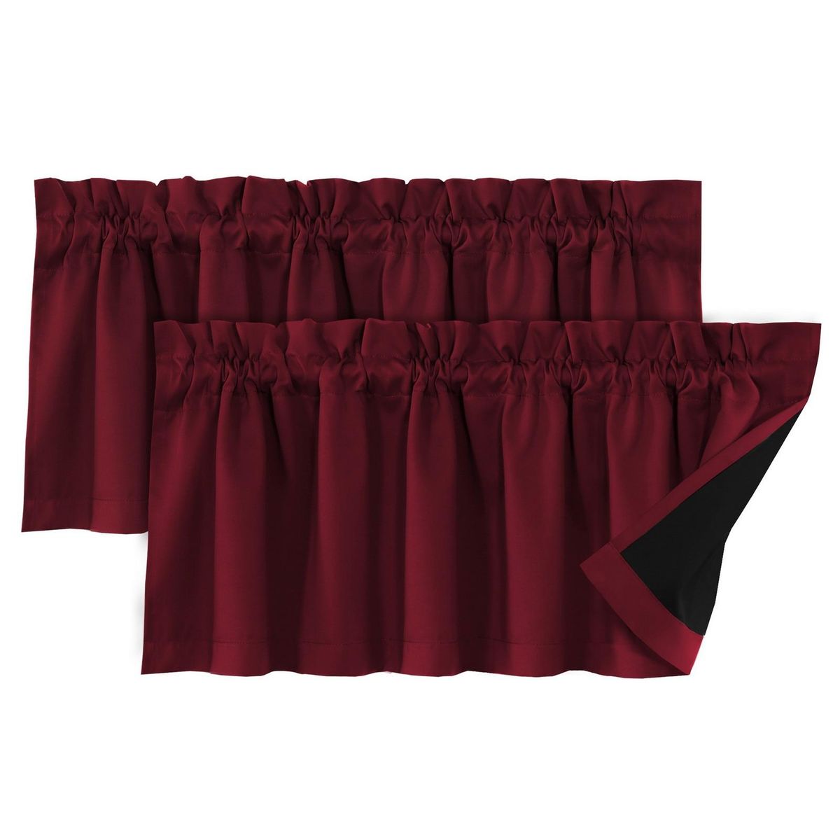 Solid Color Curtain Valance Curtain Valance with Blackout Coating Wine Red