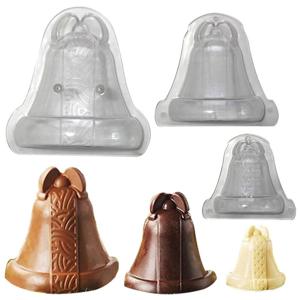 3 style 3D Christmas bell shape Polycarbonate chocolate Molds DIY Candy christmas cake decorations mould