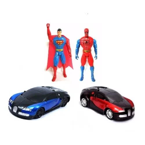 Bundle Of Super Man + Spider Man & Toy Sport Cars