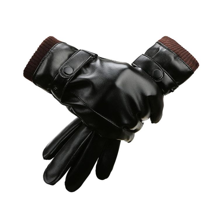 Men Warm And Cold-proof PU Gloves, Size: Free Size