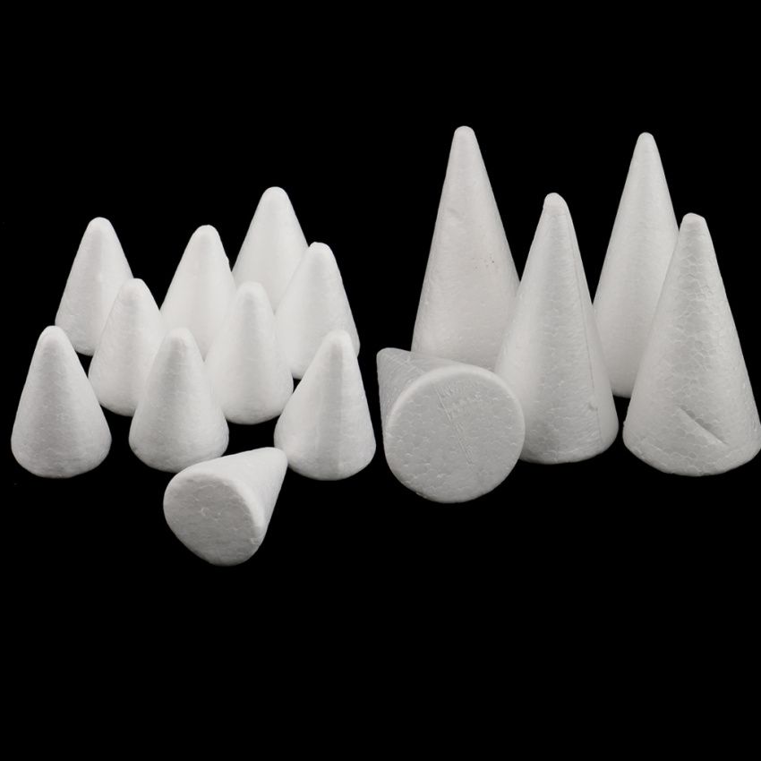 15pcs 7/10cm White Creative Styrofoam Foam Ornament Cone Shape DIY
