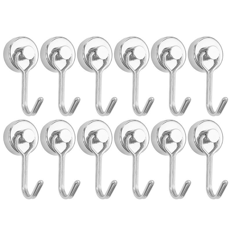 Swivel Swing Magnetic Hooks With Metal Plates (Silver)
