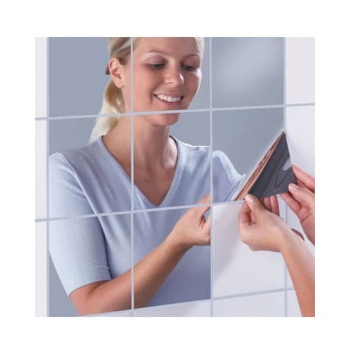 Walls Square Mirror Wall Tiles Stickers - 9pcs