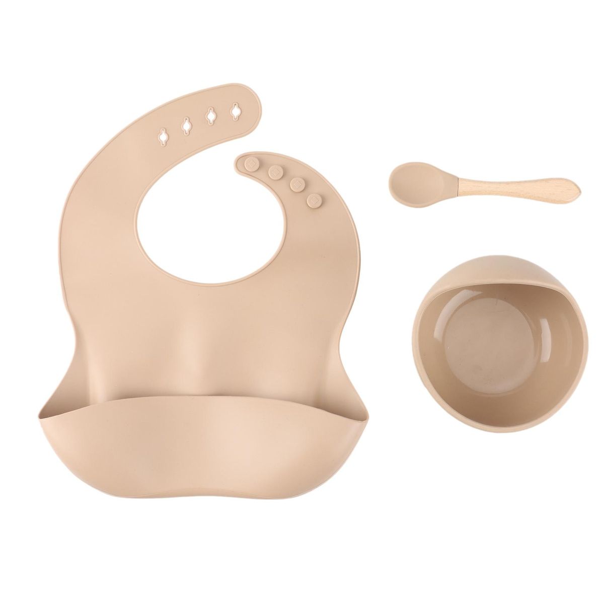 Silicone Baby Feeding Set,Baby Bowl,Silicone Bib,Kids Cutlery,Baby Weaning Spoon,Baby Cutlery Set,Toddler Meal Supply 1