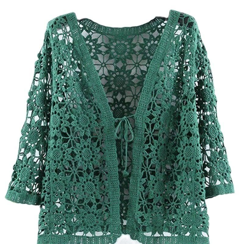 Fashion Hollow Out Knitting Sun Protection Clothing Women's Coat 2022 Summer Loose Cardigan Ladies Air-conditioning Shirt