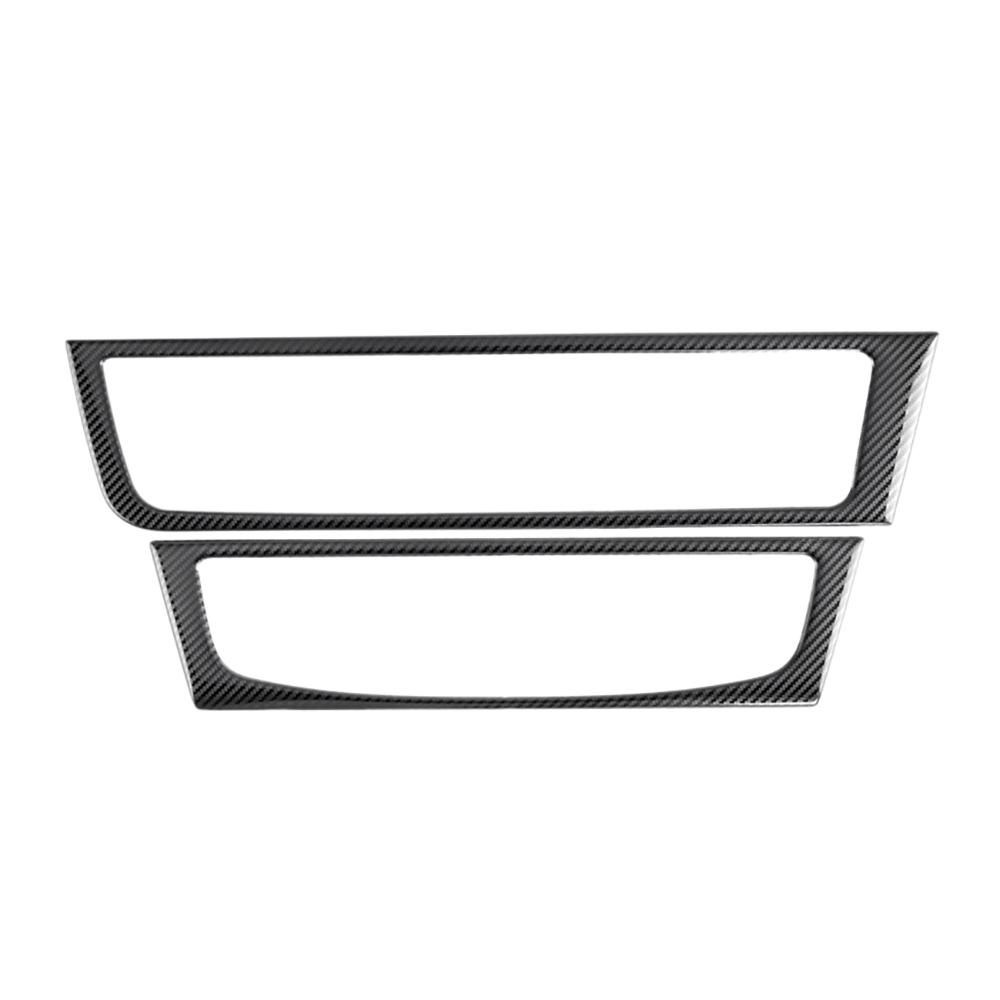 2Pcs Car Carbon Fiber Stainless Steel Console Air Conditioner CD Panel Cover Trim for-Audi A6 C7 A7 2012-2018