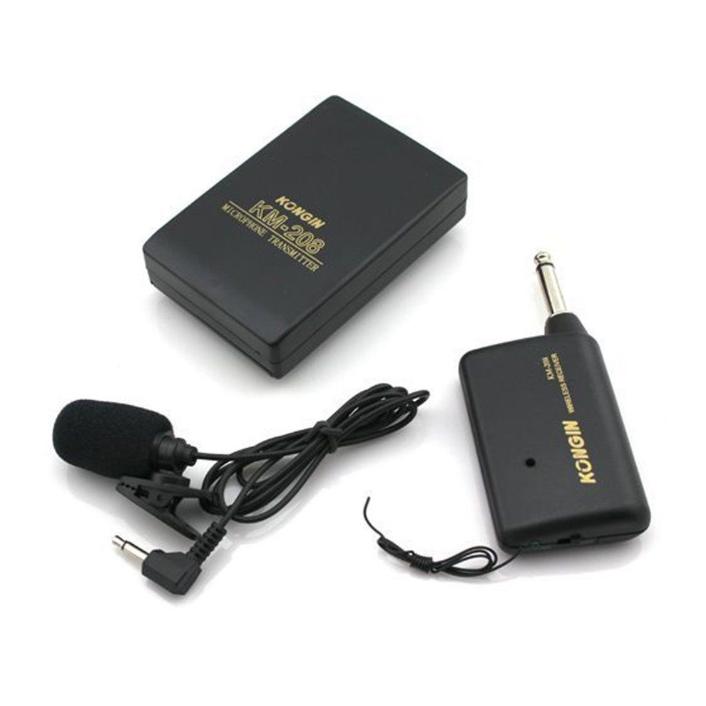 Clip-on Wireless Microphone With Transmitter & Receiver For Teaching KM208 Black