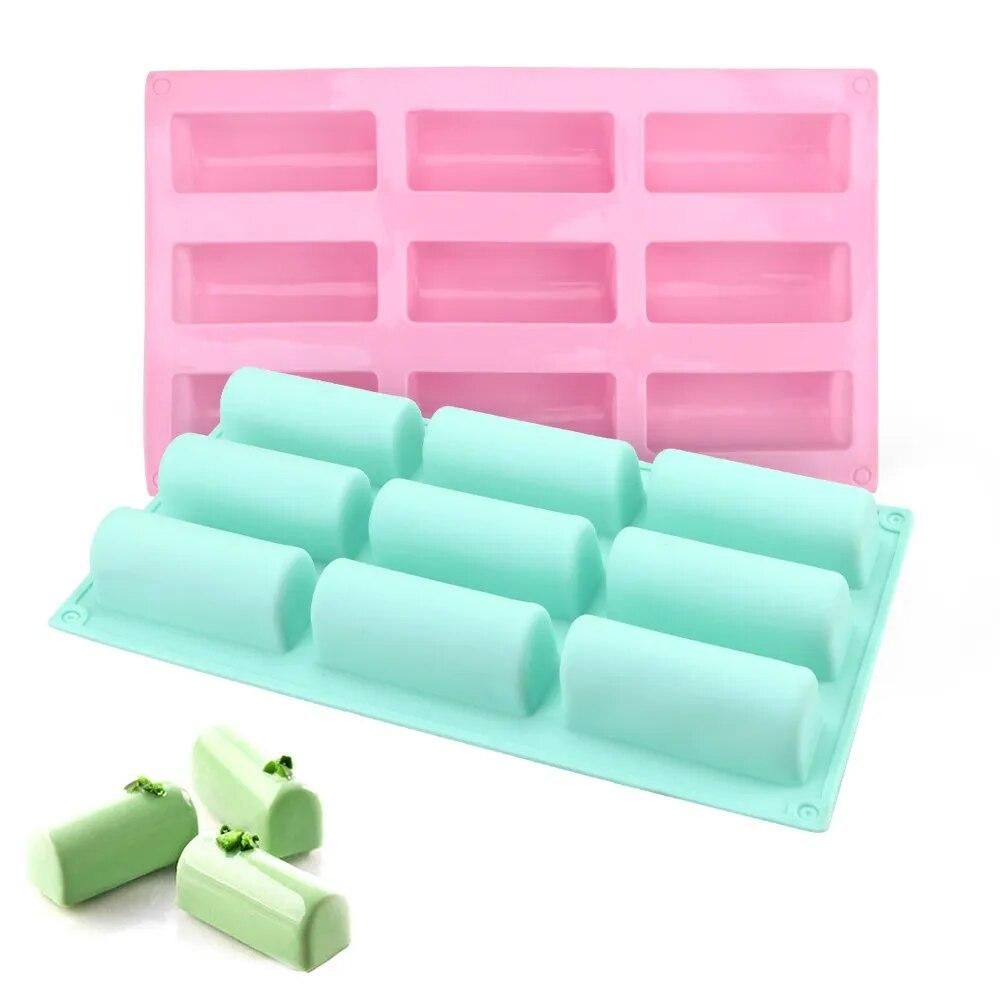 9 Hole Semi-Cylindrical Strip Shape Cake Tray Candy Chocolate Gumpaste Moulds DIY Fondant Mousse Cake Silicone Mold