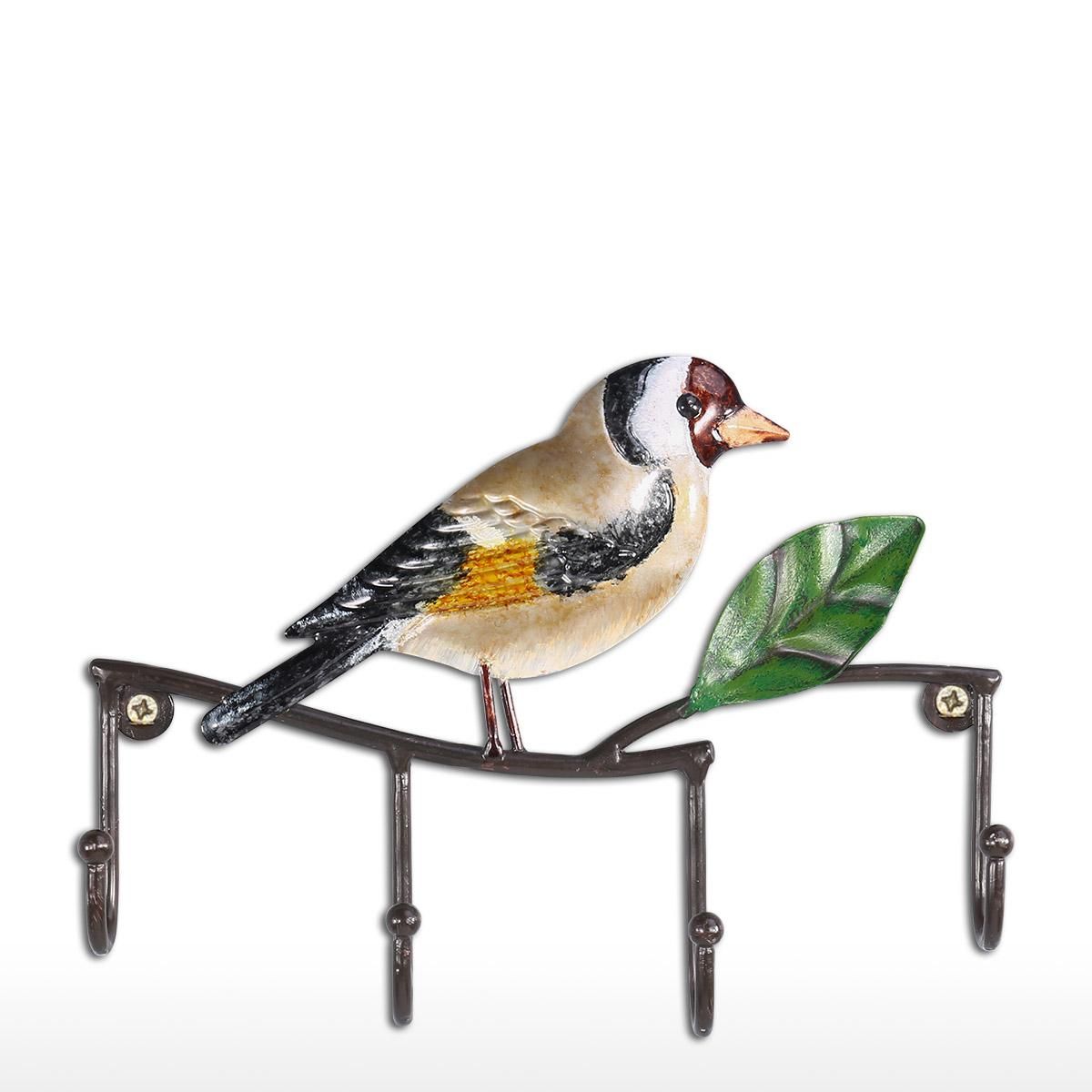 Bird Wall Hook Decorative Iron Wall Hanger Wall Mounted Coat Key Hat Hook Vintage Design Hanger with 4 Hooks