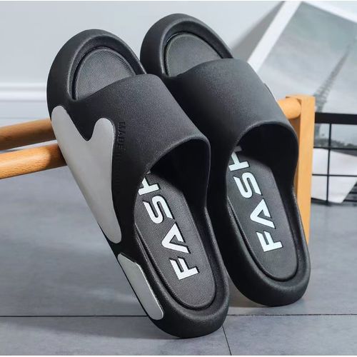 Men's Slippers Summer Flip-Flops Rubber Soft Sole - Black