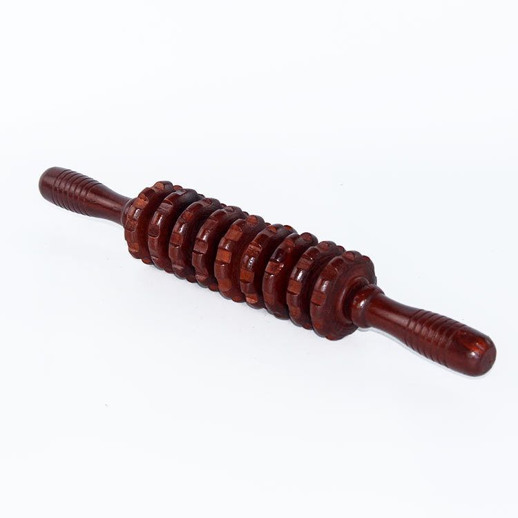 9-Wheel Wooden Abdomen Massager Multifunctional Fitness Roller Stick Muscle Relax Tool Body An GRA