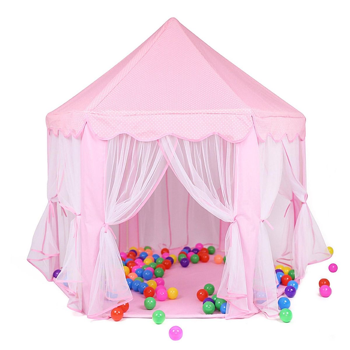 Princess Tent Large Castle Play Tent Fairy Playhouse for Girls Kids Play Tent with Mesh Curtains Zipper Storage Bag Portable Foldable Play House for Indoors Outdoors
