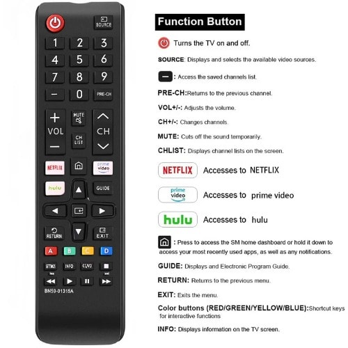 Remote Control For Samsung 4k Uhd Qled Smart Tv -  With Netflix & Prime Button