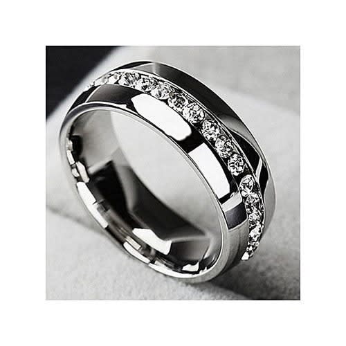 Stainless Steel Titanium Engagement Band - Silver