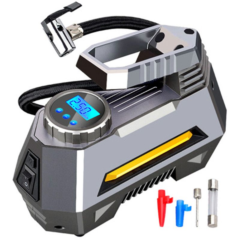 Portable Air Compressor Tire Inflator Car Tyre Air Pump With Digital Pressure Gauge (150 Psi 12V DC) Bright Emergency Flashlight