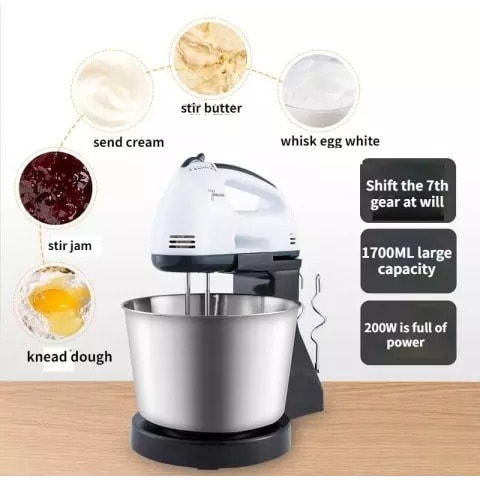 7 Speeds Hand Mixer With Bowl - 200w