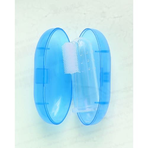 Finger Tooth Brush With Brush Case - Blue & Water Color