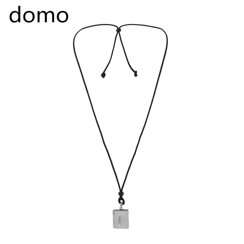Openable Photo Box Pendant Adjustable Wax Rope Men's Necklace Accessories