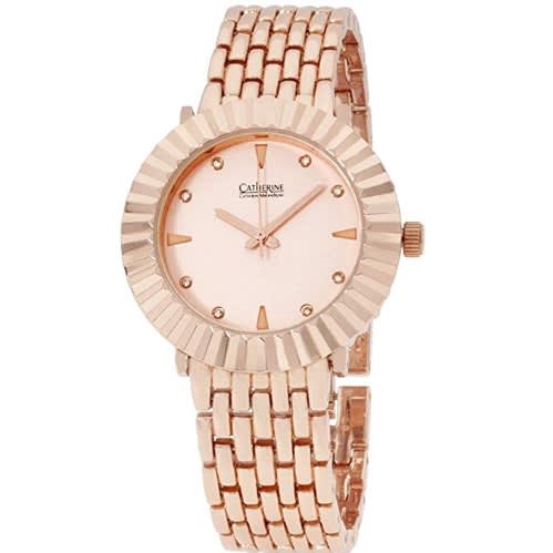 Pink Dial Rose Gold Stainless Steel Ladies Watch