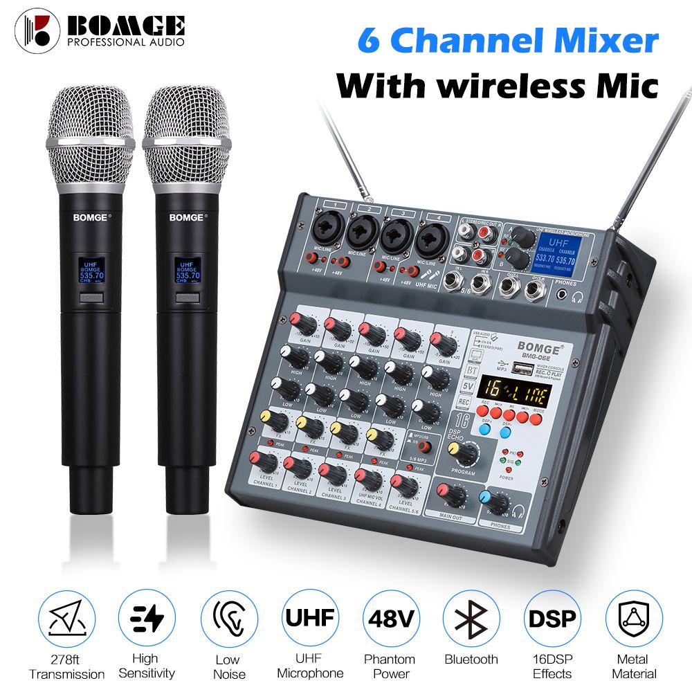 6 Channel Audio DJ Console Mixer Soundcard