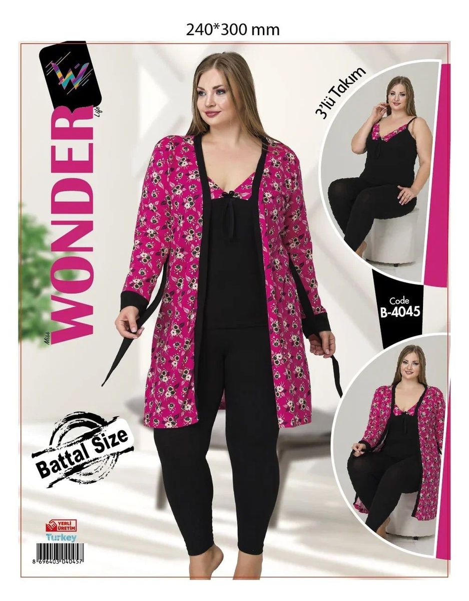Homewear For Plus Size - Robe, Trouser & Top