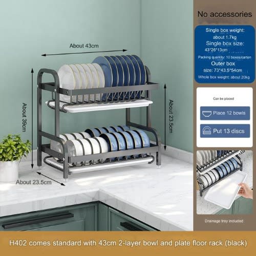 2 Layers Rack With Dish Drain & Storage